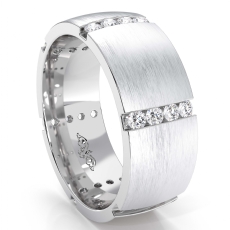 Matte Men's Eternity Channel Round Diamond Wedding Band 18k Gold White  (0.7Ct. tw.)