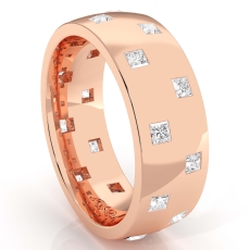 Checker Pattern Men's Eternity Princess Diamond Wedding Band 18k Rose Gold  (1.2Ct. tw.)