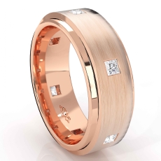 Men's Eternity Bezel Princess Diamond Matte Wedding Band 18k Rose Gold  (0.5Ct. tw.)