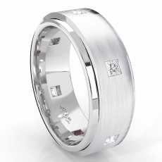 Men's Eternity Bezel Princess Diamond Matte Wedding Band 18k Gold White  (0.5Ct. tw.)