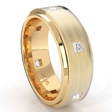 Men's Eternity Bezel Princess Diamond Matte Wedding Band 18k Gold Yellow  (0.5Ct. tw.)