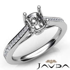 Channel Setting Diamond Engagement Cushion Semi Mount Ring 14K White Gold 0.20Ct