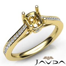 Channel Setting Diamond Engagement Cushion Semi Mount Ring 14k Gold Yellow  (0.2Ct. tw.)