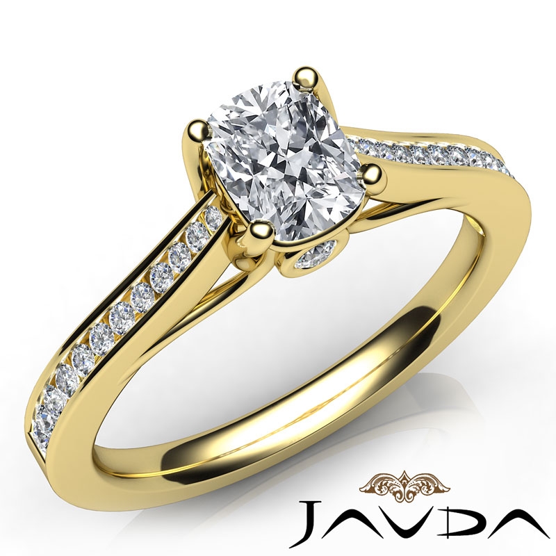 Trellis Bezel Accent Channel diamond Ring 14k Gold Yellow
