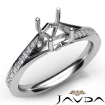 Pave Setting Diamond Engagement Cushion Semi Mount Ring 18k White Gold 0.35Ct - javda.com 