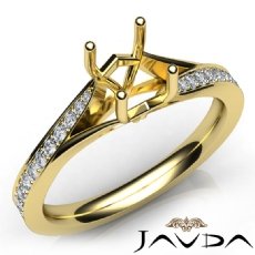 Pave Setting Diamond Engagement Cushion Semi Mount Ring 14k Gold Yellow  (0.35Ct. tw.)