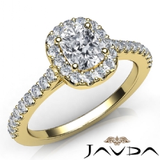 Cathedral French U Pave Halo diamond Ring 14k Gold Yellow