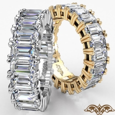 Emerald Cut Diamond Duet Prong Eternity Wedding Women Band Ring 14k Gold Yellow  (4.5Ct. tw.)