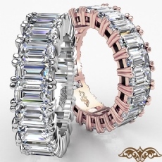 Emerald Cut Diamond Duet Prong Eternity Wedding Women Band Ring 14k Rose Gold  (4.5Ct. tw.)