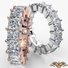 Princess Diamond Shared Prong Eternity Women's Band 14k Rose Gold Ring  (4.25Ct. tw.)