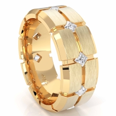 Bezel Set Men's Eternity Princess Diamond Wedding Band 18k Gold Yellow  (1Ct. tw.)