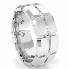 Bezel Set Men's Eternity Princess Diamond Wedding Band 18k Gold White  (1Ct. tw.)