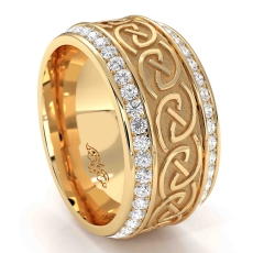 Celtic Style Men's Diamond Eternity Wedding Band In 18k Gold Yellow 1Ct. (1Ct. tw.)
