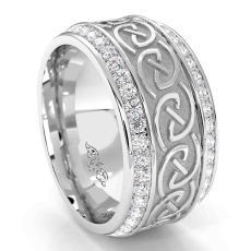 Celtic Style Men's Diamond Eternity Wedding Band In 18k Gold White 1Ct. (1Ct. tw.)