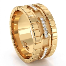 Link Design Men's Eternity Diamond Wedding Band 18k Gold Yellow 0.25 Ct. (0.25Ct. tw.)