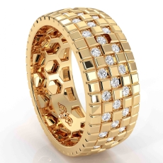 Checkered Diamond Men's Eternity Wedding Band In 18k Gold Yellow 0.85 Ct. (0.85Ct. tw.)