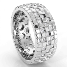 Checkered Diamond Men's Eternity Wedding Band In 18k Gold White 0.85 Ct. (0.85Ct. tw.)