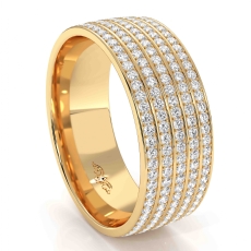 Micro Pave 5 Row Diamond Men's Eternity Wedding Band 18k Gold Yellow 1.50 Ct. (1.5Ct. tw.)