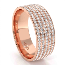 Micro Pave 5 Row Diamond Men's Eternity Wedding Band 14k Rose Gold 1.50 Ct. (1.5Ct. tw.)