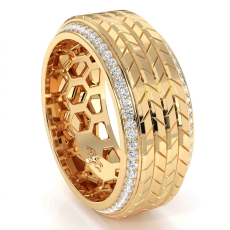 Grooved Tyre Tread Men's Diamond Eternity Wedding Band 18k Gold Yellow 0.60 Ct. (0.6Ct. tw.)