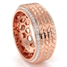 Grooved Tyre Tread Men's Diamond Eternity Wedding Band 14k Rose Gold 0.60 Ct. (0.6Ct. tw.)