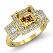 3 Stone Halo Princess Cut Semi Mount Diamond Engagement Ring 14k Yellow Gold 2.15Ct - javda.com 