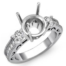 Round Diamond Vintage Engagement 3 Stone Ring Setting 14K Gold 0.65Ct