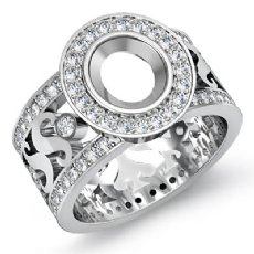 Diamond Engagement Ring Halo 14k White Gold Oval Semi Mount 1.30Ct