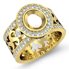 Diamond Engagement Ring Halo 14k Gold Yellow Oval Semi Mount  (1.3Ct. tw.)