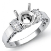 3 Stone Oval Round Diamond Anniversary Ring 14k White Gold Semi Mount 0.88Ct - javda.com 