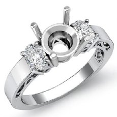 3 Stone Oval Round Diamond Anniversary Ring 14k Gold Semi Mount 0.45Ct