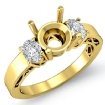 3 Stone Oval Round Diamond Anniversary Ring 18k Yellow Gold Semi Mount 0.45Ct - javda.com 