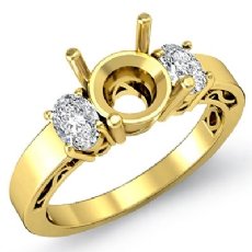 3 Stone Oval Round Diamond Anniversary Ring 14k Gold Yellow Semi Mount  (0.45Ct. tw.)