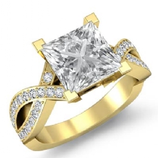 Cross Shank Pave Set diamond Ring 18k Gold Yellow