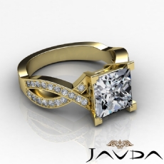 Cross Shank Pave Set diamond Ring 14k Gold Yellow