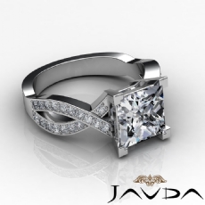 Cross Shank Pave Set diamond Ring 18k Gold White