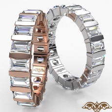 Women's Wedding Eternity Band Baguette Bar Set Diamond Ring 14k White Gold 2Ct