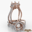 Three Stone Round Cut Semi Mount Halo Diamond Engagement Ring 14k Rose Gold 1.05Ct - javda.com 