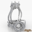 Three Stone Round Cut Semi Mount Halo Diamond Engagement Ring 18k White Gold 1.05Ct - javda.com 