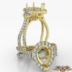 Pear Semi Mount French Pave 3 Stone Halo Diamond Engagement Ring 18k Yellow Gold 1.1Ct - javda.com 