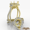 Pear Semi Mount French Pave 3 Stone Halo Diamond Engagement Ring 14k Yellow Gold 1.1Ct - javda.com 