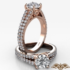 French U Cut Pave Split Shank diamond Ring 14k Rose Gold