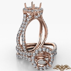 Round Cut Semi Mount Halo Split Shank Diamond Engagement Ring 14k Rose Gold  (1.1Ct. tw.)