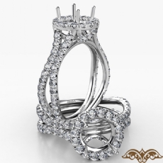 Round Cut Semi Mount Halo Split Shank Diamond Engagement Ring 14k Gold 1.10Ct