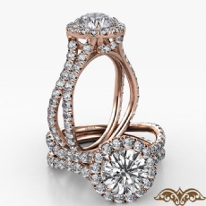 Cathedral Halo French Pave diamond Ring 18k Rose Gold