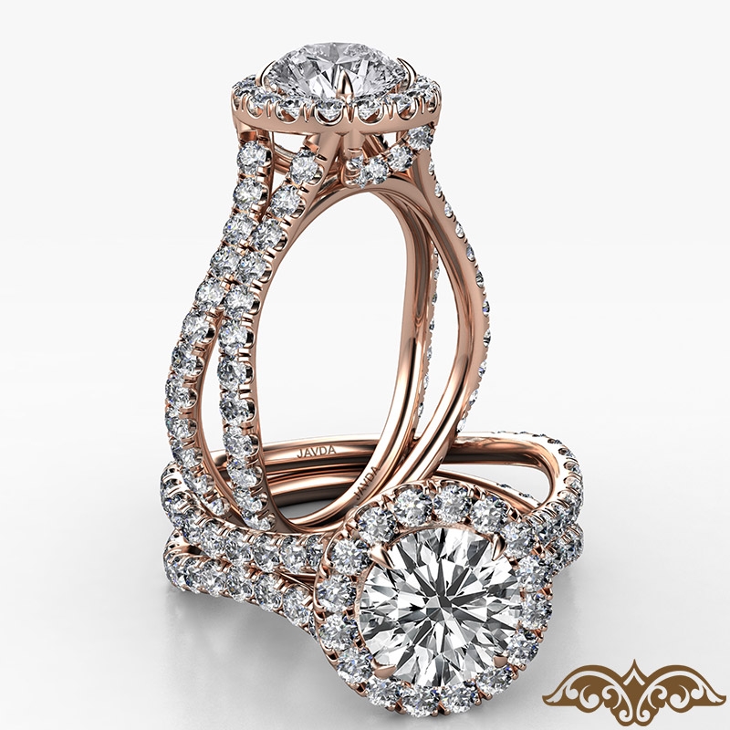 Cathedral Halo French Pave diamond Ring 14k Rose Gold