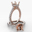 Round Semi Mount French U Pave 18k Rose Gold Accent Diamond Engagement Ring 0.9Ct - javda.com 