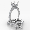 Round Semi Mount French U Pave Platinum 950 Accent Diamond Engagement Ring 1.55Ct - javda.com 