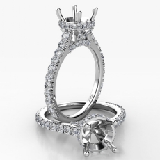 Round Semi Mount French U Pave 14k Gold Accent Diamond Engagement Ring 0.90Ct