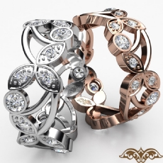 Floral Womens Eternity Round Diamond Wedding Band 14k Rose Gold  (0.9Ct. tw.)